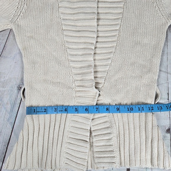 Kenji Womens Small Cream Shawl Collar Knit Cotton‎ Blend Cardigan Sweater - Picture 9 of 10